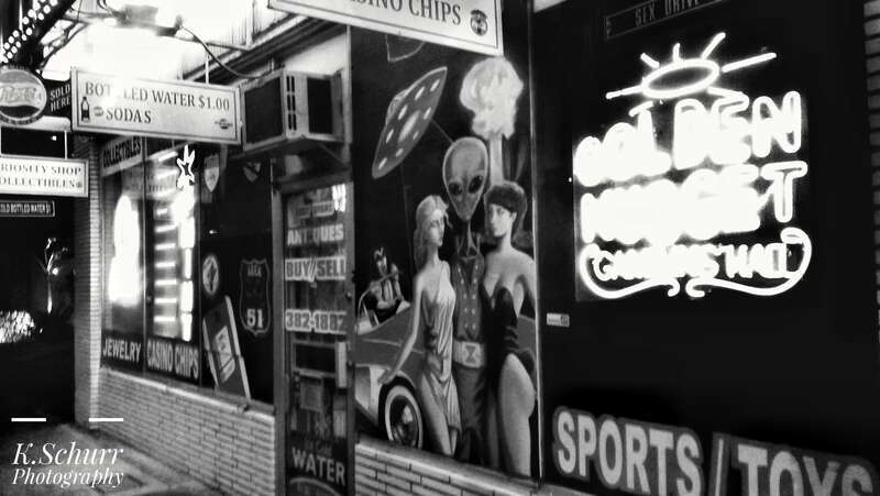An old antiques storefront on a forgotten block of Las Vegas Blvd. in the heart of downtown.