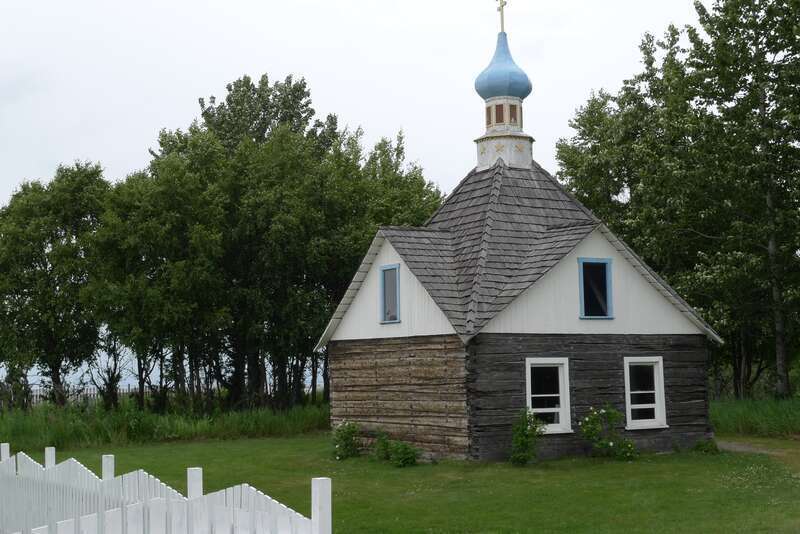 Saint Nicholas Memorial Chapel, Old Town Kenai, Alaska. The chapel was built in 1906 on the site of the original 1849 church in the northwest corner of the Russian fur trading post, Fort St. Nicholas. Its name honors both Fr. Nicolai, the first