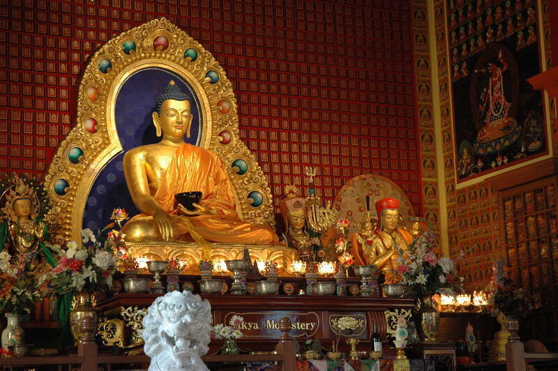 One of the World's most Beautiful Buddhas, Shrine, Sakya Monastery of Tibetan Buddhism, Seattle, Washington, USA