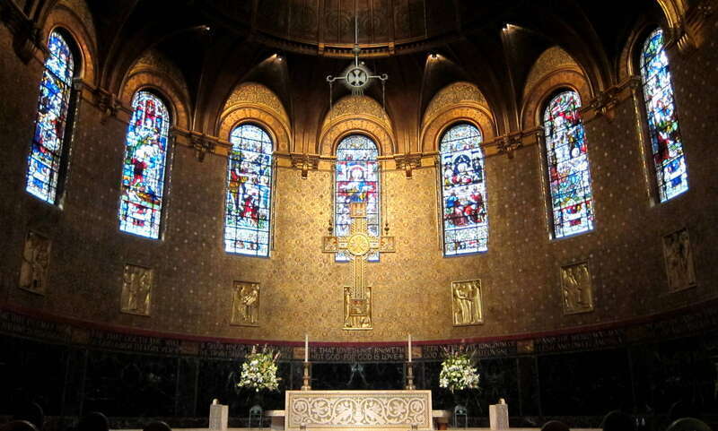 Trinity Church located at 206 Clarendon Street on Copley Square in Boston, Massachusetts. Designed by Henry Hobson Richardson and completed in 1877, the church is considered the birthplace and archetype of the Richardsonian Romanesque architectural