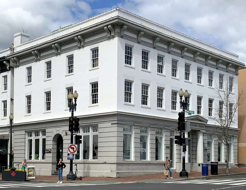 The building located at 1200 Wisconsin Avenue NW (also known as 3201 M Street NW) in the Georgetown neighborhood of Washington, D.C., was constructed in 1850. It served as a bank for several companies, including Potomac Savings Bank, Hamilton