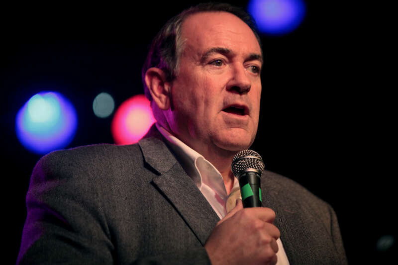 Former Governor Mike Huckabee speaking with supporters at a campaign rally featuring country musician Josh Turner at Wooly's in Des Moines, Iowa.
Please attribute to Gage Skidmore if used elsewhere.