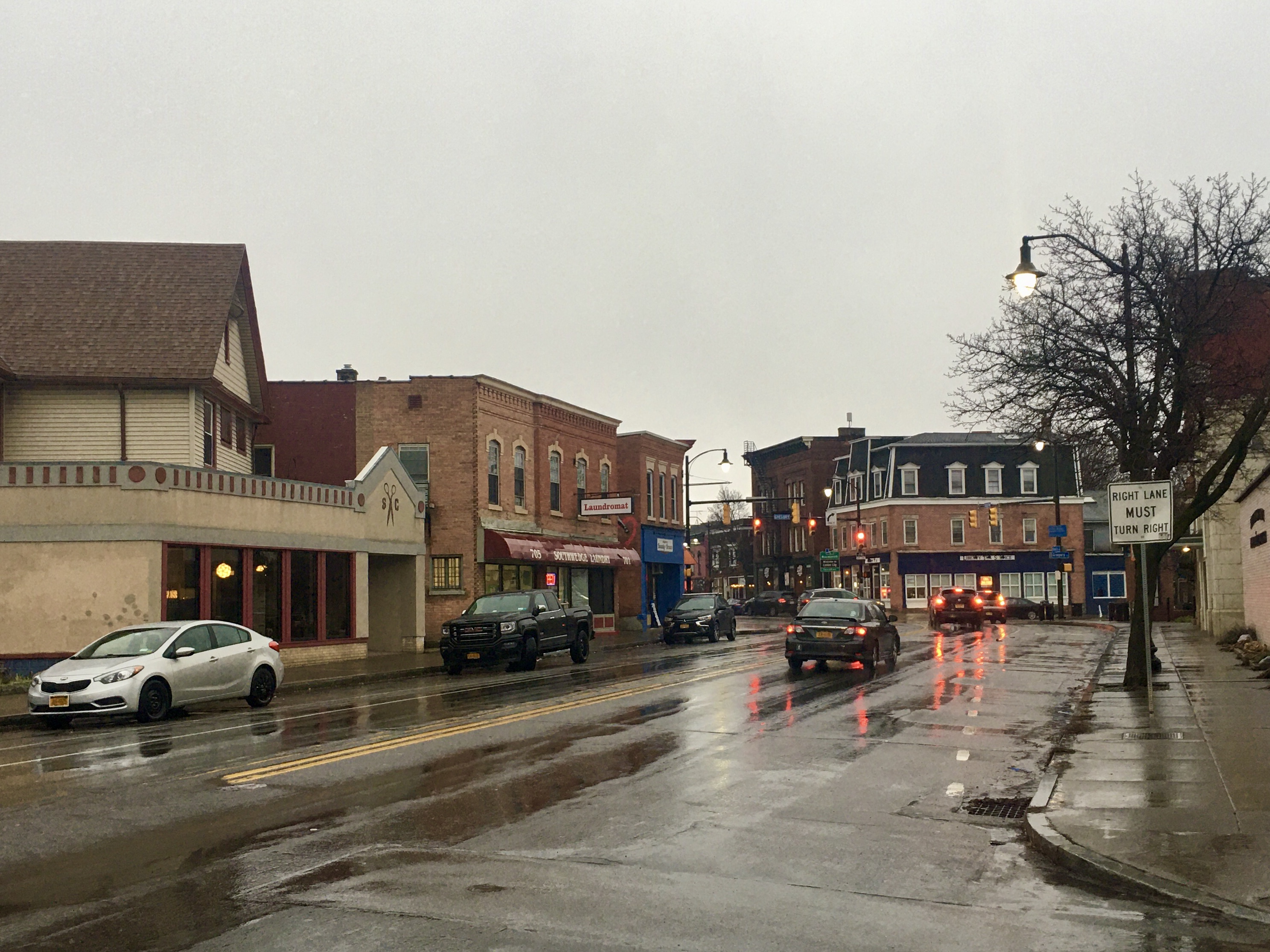 Looking northward up South Avenue from the corner of Burkhard Place in the South Wedge district of Rochester, New York, January 2020.