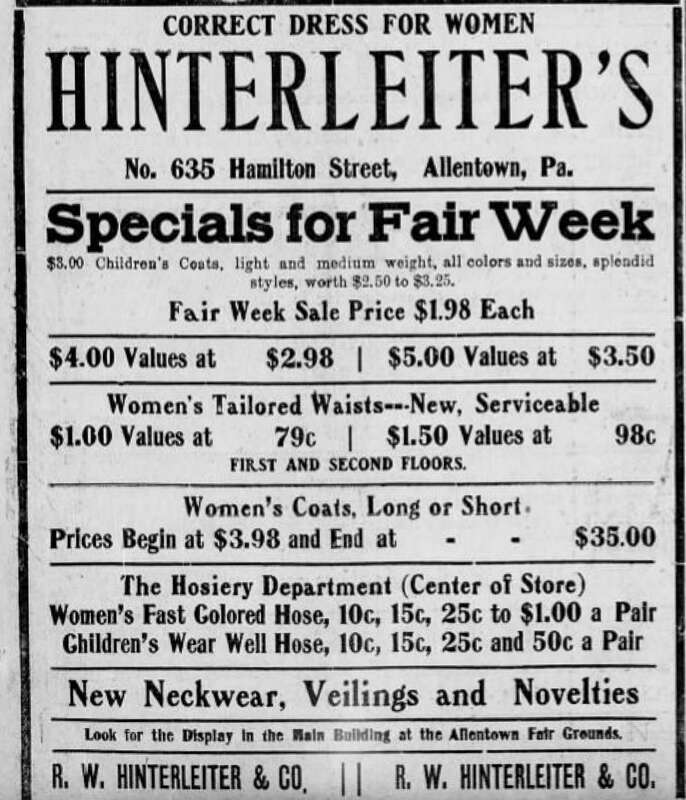 R W Hinterleiter &amp;amp; Co Newspaper Ad Allentown PA