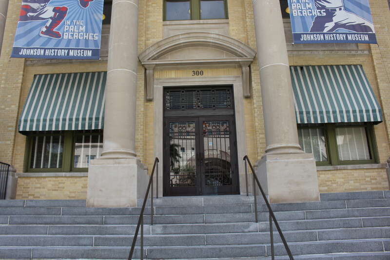 1916 Palm Beach County Courthouse stairs and entrance, West Palm Beach, Palm Beach County, Florida
