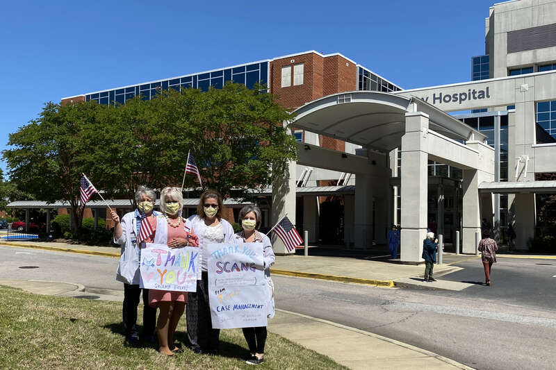 U.S. Air National Guard F-16 Fighting Falcon fighter jets from the South Carolina Air National Guard’s 169th Fighter Wing salute the medical professionals and first responders of South Carolina with a statewide flyover of more than 60 hospitals,