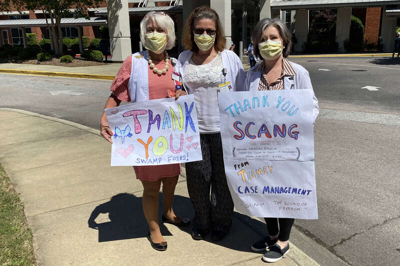 U.S. Air National Guard F-16 Fighting Falcon fighter jets from the South Carolina Air National Guard’s 169th Fighter Wing salute the medical professionals and first responders of South Carolina with a statewide flyover of more than 60 hospitals,