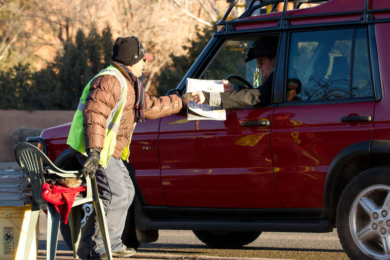 street side newspaper vendor