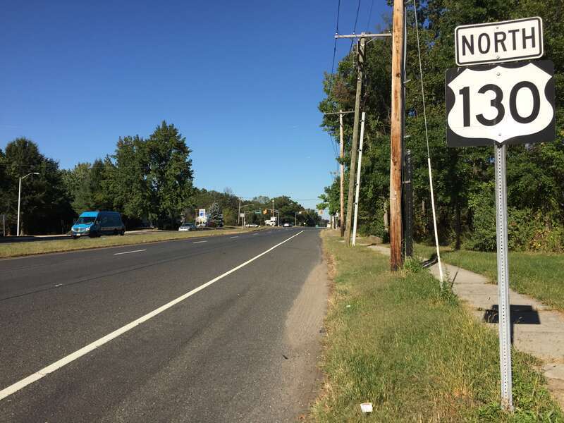 View north along U.S. Route 130 between New Jersey State Route 133 (Hightstown Bypass) and Old Cranbury Road in East Windsor Township, Mercer County, New Jersey