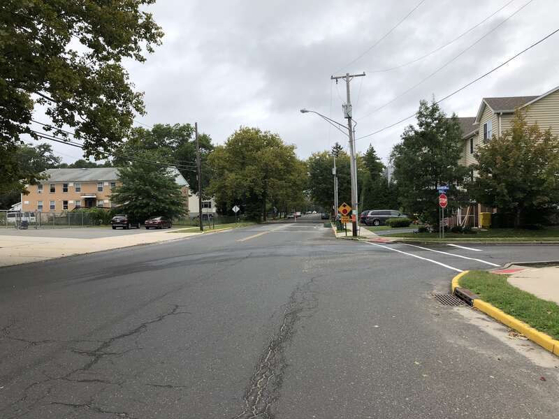 View north along Ocean County Route 547 (Monmouth Avenue) at Eighth Street in Lakewood Township, Ocean County, New Jersey