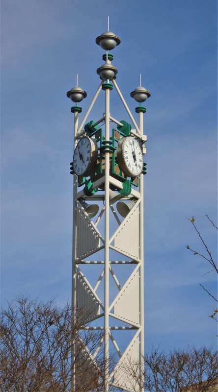 The Clock Tower at Gaebe Commons of Johnson &amp;amp; Wales University's Providence Campus.