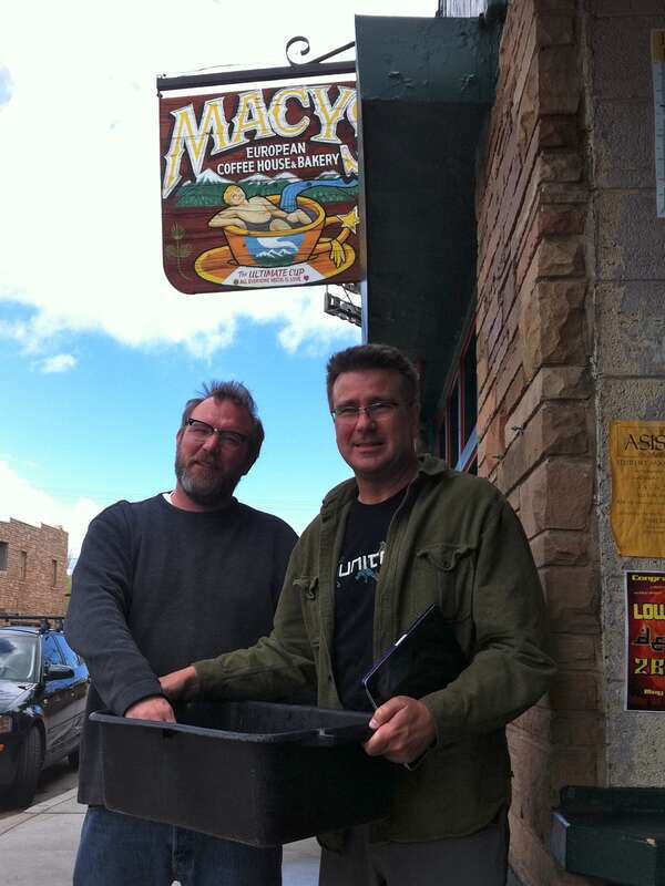 A great start to the road trip day was bringing Jim Groom to meet my friend Mike Kelly at the best coffee house in the world, Macy's in Flagstaff