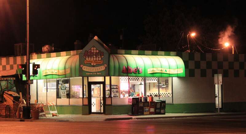 Abe's Coney Island at Night, 402 West Michigan Avenue, Ypsilanti, Michigan
