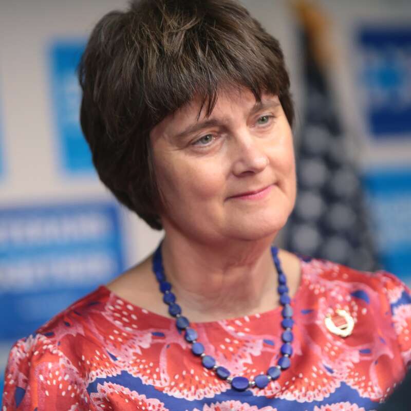 Anne Holton, wife of U.S. Senator Tim Kaine, speaking with supporters at a veterans roundtable at the Luna Culture Lab in Phoenix, Arizona. Please attribute to Gage Skidmore if used elsewhere.