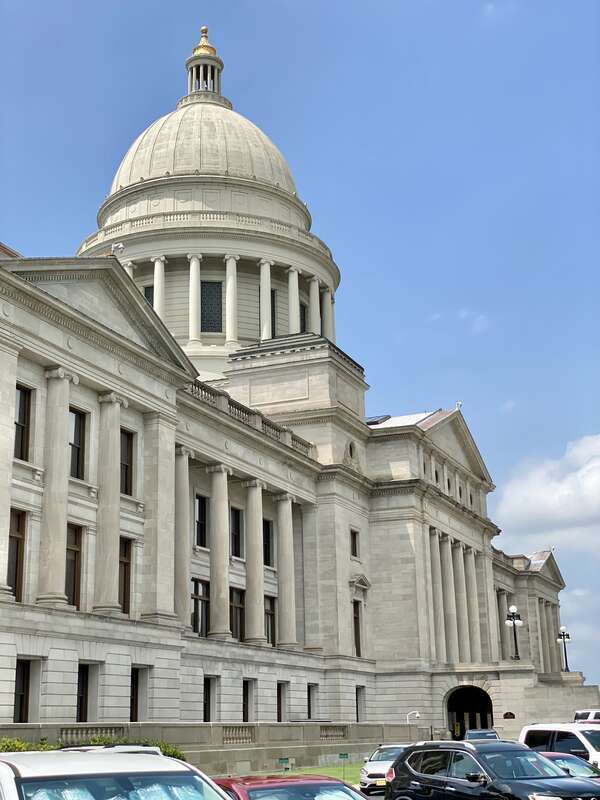 Built in 1899-1915, this Classical Revival-style building was designed by George R. Mann to serve as the Arkansas State Capitol, replacing the Old State Capitol, which was built in the mid-19th Century.  The building is clad in limestone with