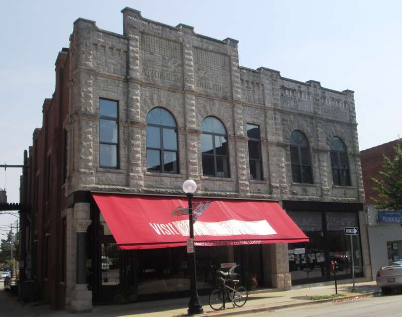 The Atkinson Building also known as the Atkinson Monument Building, at 106-108 S. Neil Street in Champaign, Illinois.  The portion of the uilding at #106 was built in 1904 for the S. P. Atkinson Monument Co., and the matching addition, also known as