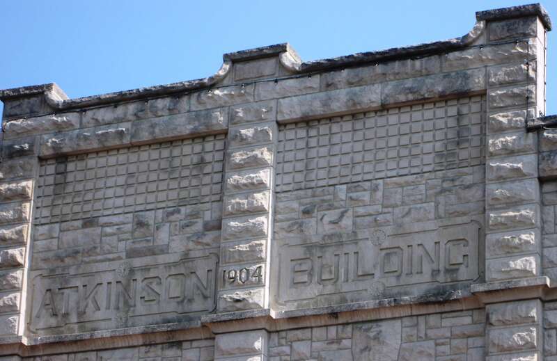The Atkinson Building also known as the Atkinson Monument Building, at 106-108 S. Neil Street in Champaign, Illinois.  The portion of the uilding at #106 was built in 1904 for the S. P. Atkinson Monument Co., and the matching addition, also known as