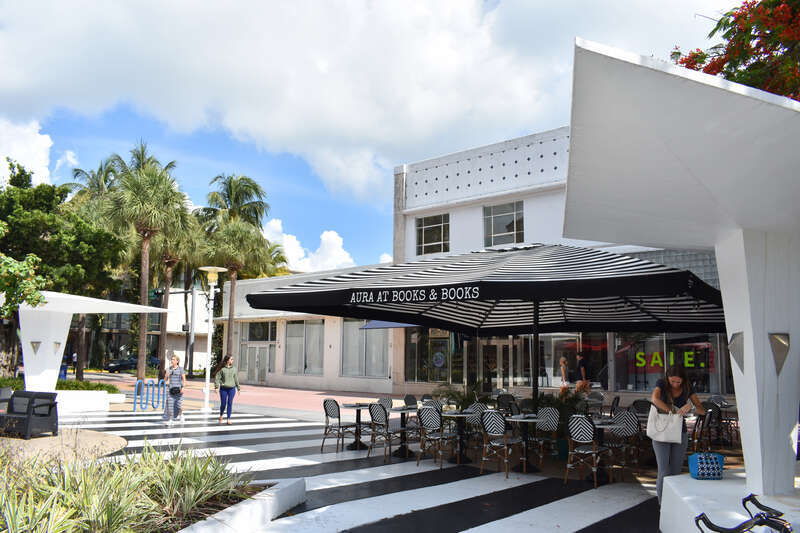 A restaurant and bookstore at Lincoln Road Mall in Miami Beach.