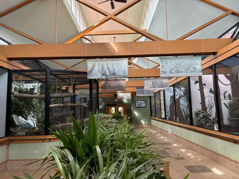 The interior of the aviary at the Roosevelt Park Zoo in Minot, North Dakota.