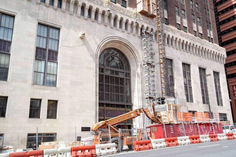 A view of renovations at the Baltimore Trust Company Building, also known as the Bank of America Building