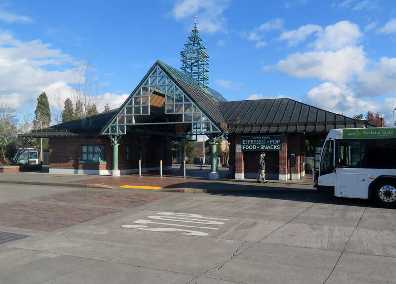 Beaverton Transit Center building in February 2018