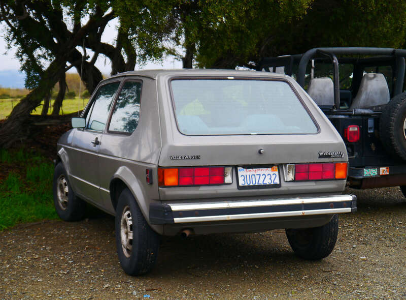 1982 Volkswagen Rabbit L Diesel.

4-cylinder 1.6L engine (39 kW; 52 bhp).