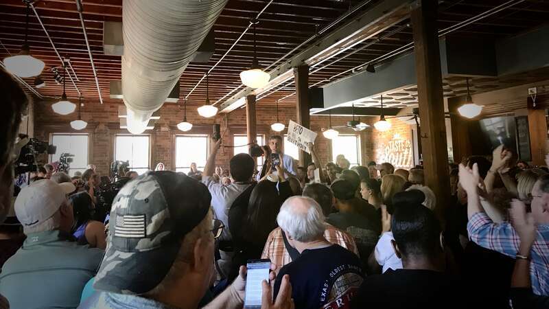 Beto O'Rourke campaign stop at Natty Greene's in Greensboro, North Carolina on April 15, 2019.