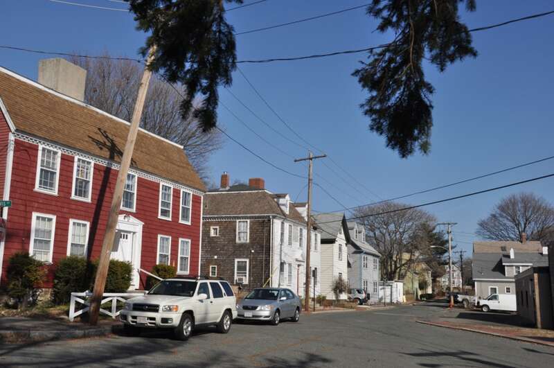 Front Street in the Fish Flake Hill Historic District of Beverly, Massachusetts.