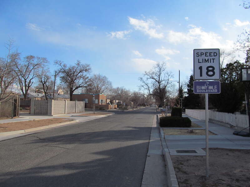 Bicycle boulevard on 14th Street, Albuquerque New Mexico