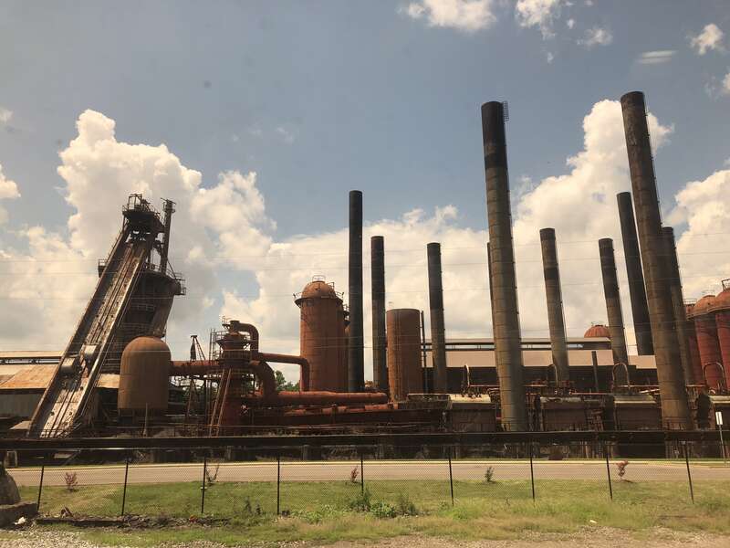 The Sloss Furnaces national historic landmark site in east-Central downtown Birmingham, Alabama. July, 2018.