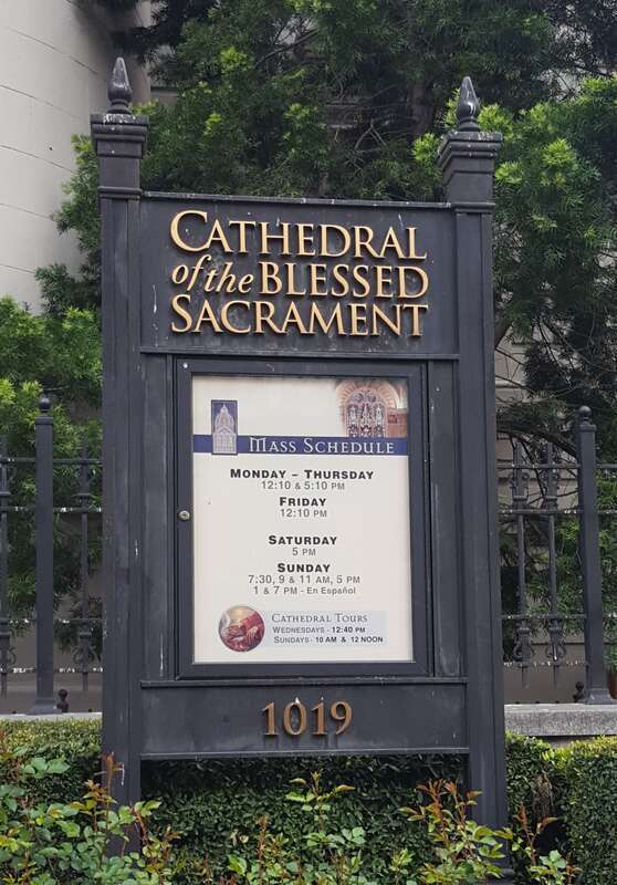 Blessed Sacrament Cathedral in Sacramento California Sign