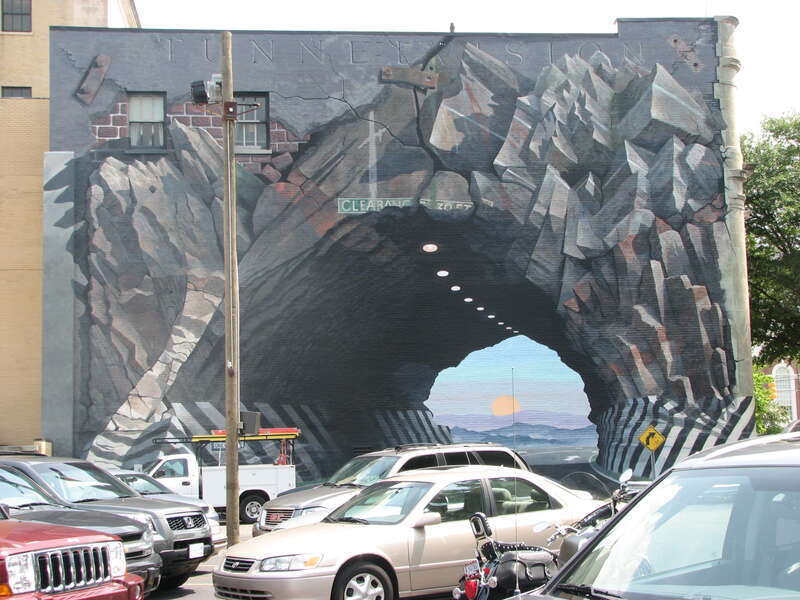 The mural Tunnelvision by the artist Blue Sky in Columbia, South Carolina
