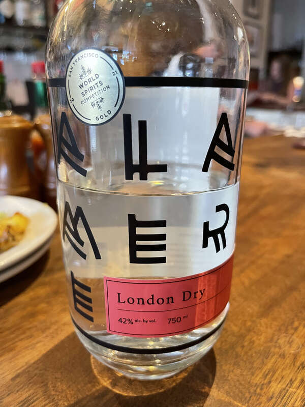 Alamere Spirits gin at Bogie's Too, San Rafael, California