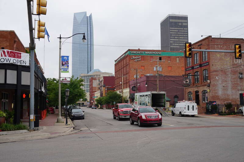 Sheridan Avenue in the Bricktown district of Oklahoma City, Oklahoma (United States).
