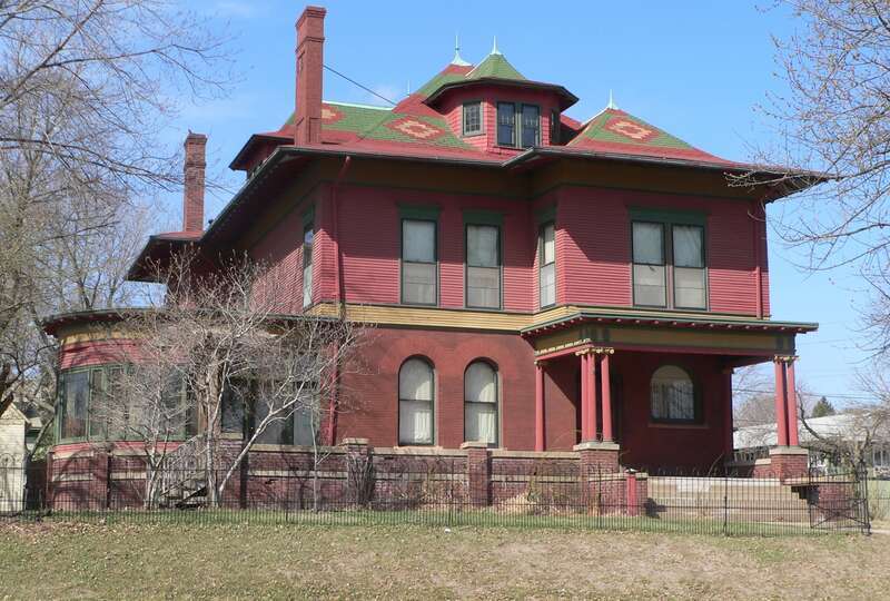 Elzy G. Burkam house, located at 1525 Douglas Street in Sioux City, Iowa; seen from the southeast.