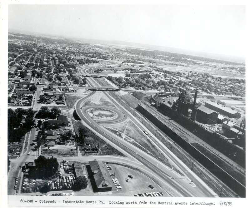 Interstate Route 25. Looking north from the Central Avenue interchange. 6/8/59