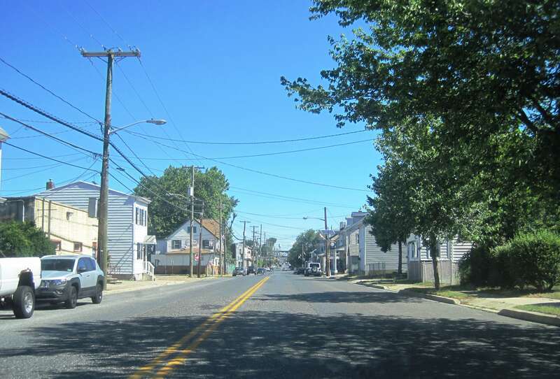 Photo of northbound County Route 551 (Broadway) in Gloucester City, New Jersey. Photo taken looking north between Division Street and Hunter Street.