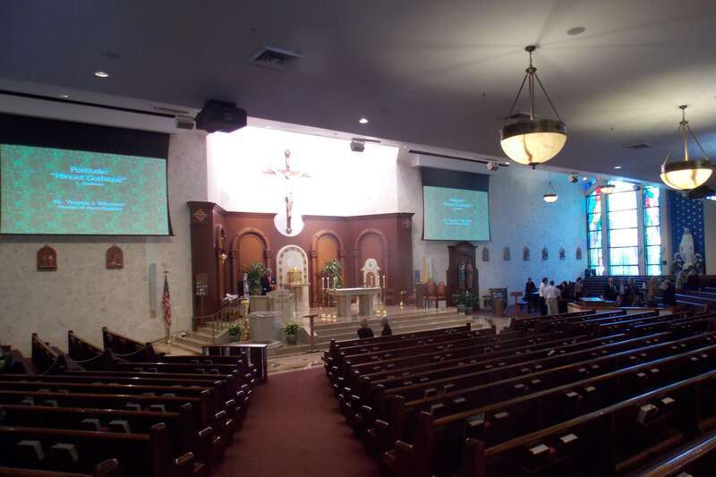 The interior of Cathedral of Saint Ignatius Loyola in Palm Beach Gardens, Florida.