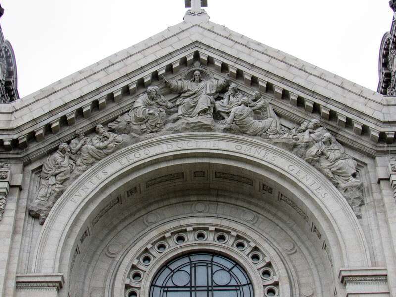 Detail of the main facade of the Cathedral of Saint Paul in St. Paul, Minnesota.