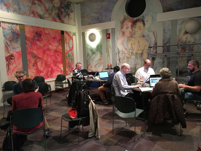 Picture of some participants at the March 2017 Chicago Sulzer Library edit-a-thon.