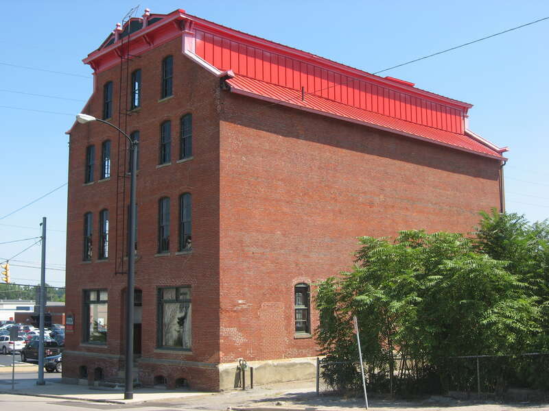 Front and southern side of the City Mills Building, located at 160 N. Main Street (State Route 13) in Mansfield, Ohio, United States.  Built in 1881, it is listed on the National Register of Historic Places.