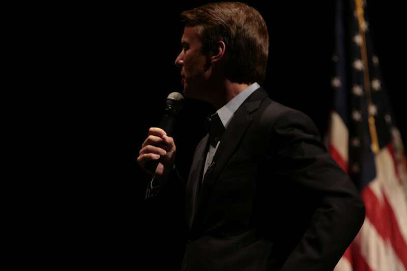John Edwards attends a concert with Dr. Ralph Stanley and the Clinch Mountain Boys in Roanoke, Va.  Photo by Rachel Feierman.