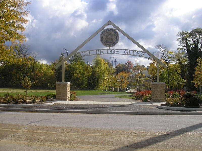 Entrance of High Bridge Glens, Cuyahoga Falls, Ohio, United States.
