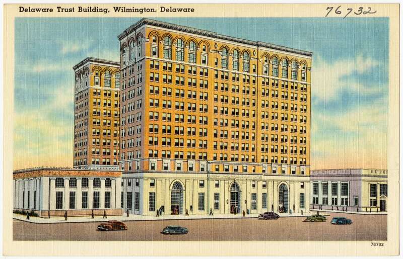 Title: Delaware Trust Building, Wilmington, Delaware
Subjects: Commercial facilities
Places: Delaware &amp;gt; New Castle (county) &amp;gt; Wilmington
Notes: Title from item.
Extent: 1 print (postcard) : linen texture, color ; 3 1/2 x 5 1/2 in.
Accession #: