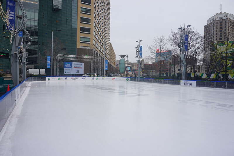 The Campus Martius Park skating rink in Detroit, Michigan (United States).