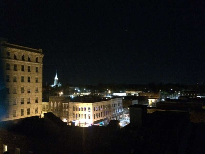 A view from above in Historic downtown Wilmington, at night