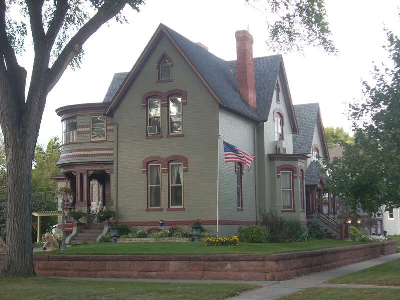 Dr. Henry Wheeler House, Grand Forks, ND. A brick Gothic-Italianate Victorian home listed on the National Register of Historic Places on January 16, 1986.