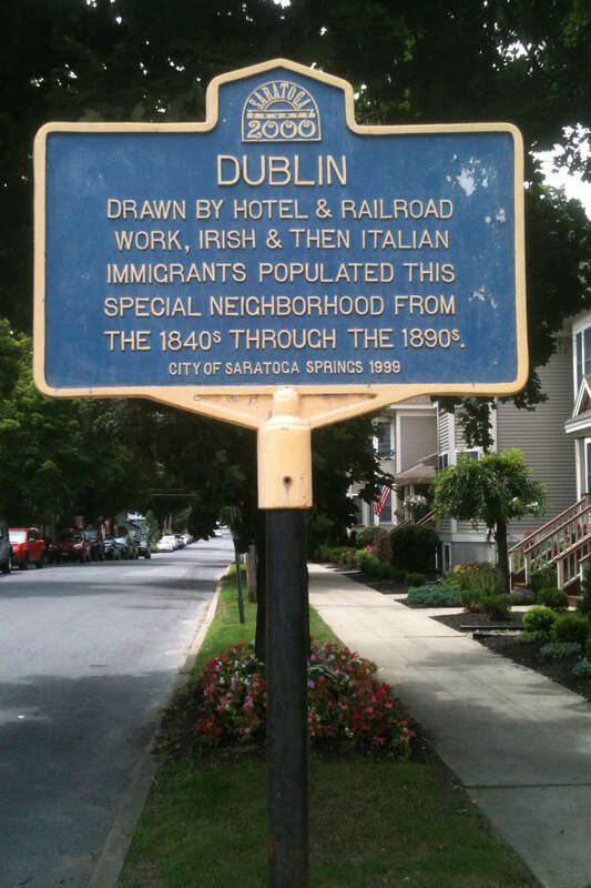 New York State Historic marker: &quot;Dublin&quot;, Grand Ave. at Walworth St., Saratoga Springs NY