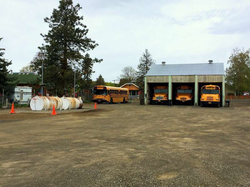 The student transportation maintenance and parking facility (&quot;bus barn&quot;) for the Dufur School District, in Dufur, Oregon, United States.