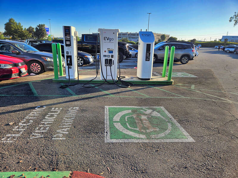 EVGo Charging Station at Cerritos Mall, California, USA.